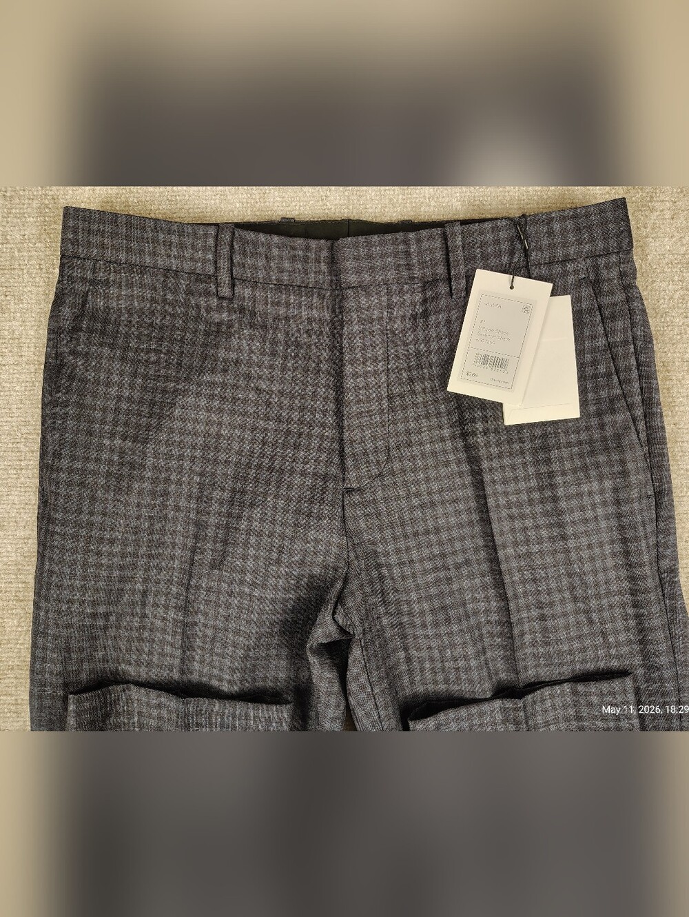 $265 Men's Theory Mayer 100% Wool Dress Pants Eclipse Check 31W 32L